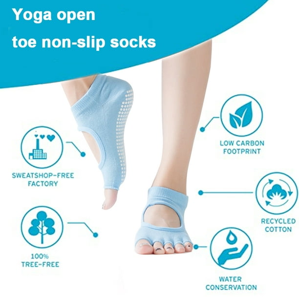 Calcetines de yoga sin dedos abiertos para mujer, calcetines de pilates con  agarres, calcetines antideslizantes para pilates, ballet, baile descalzo