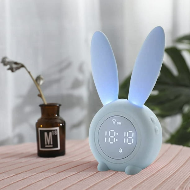 Lindo Conejo Despertador Niños Creativo LED Reloj Estudiante Reloj