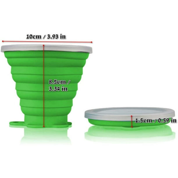 JBER Taza de viaje plegable de silicona, paquete de 4 tazas plegables de  silicona para acampar con tapas, juego de vasos expandibles sin BPA