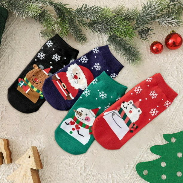 Calcetines divertidos de Navidad para mujer, lindos gráficos impresos,  calcetines navideños feos con estampado de Navidad, regalos novedosos
