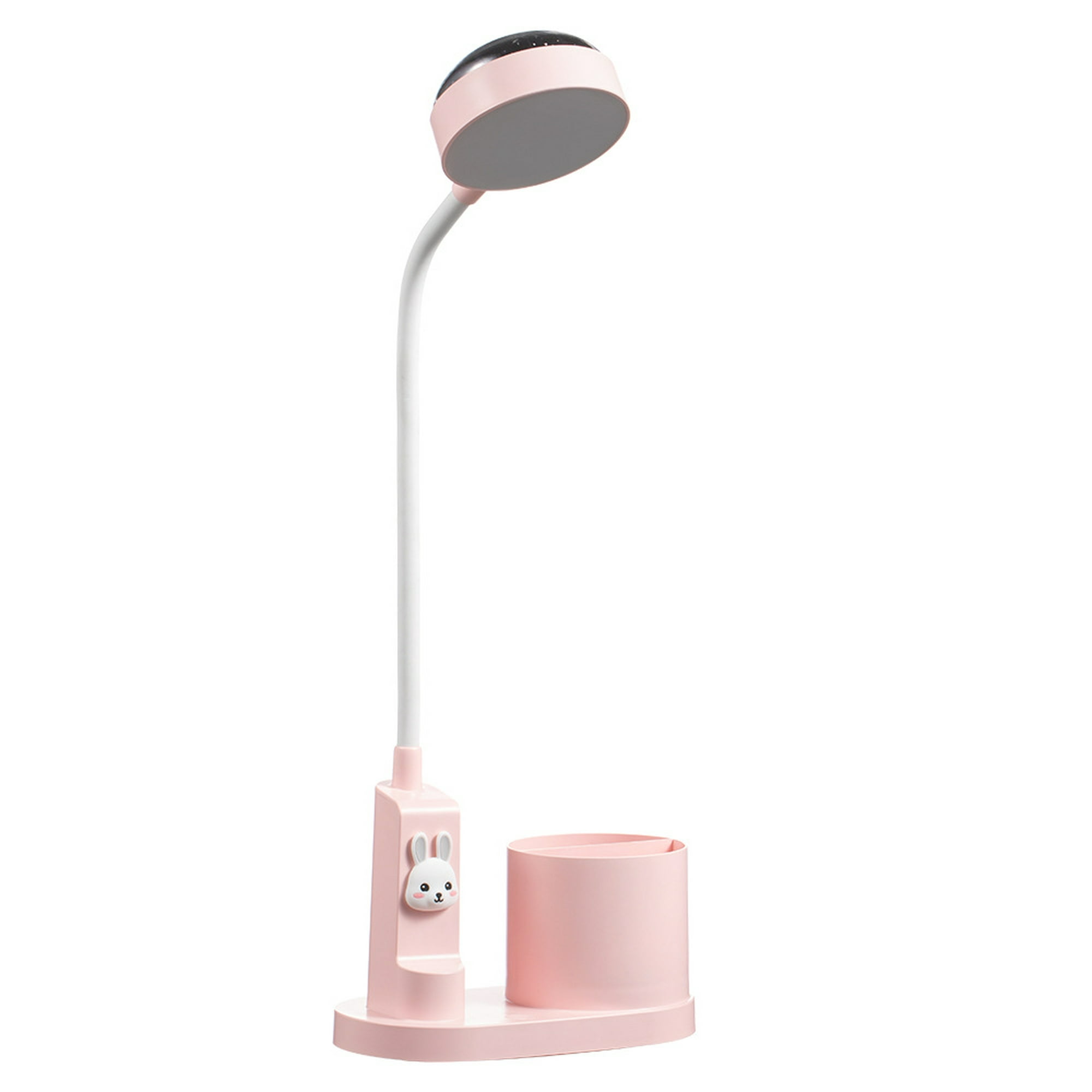 Lámpara de escritorio LED para niñas, lámpara de mesa agradable a la vista  con portalápices, puerto recargable USB, 2 temperaturas de color para