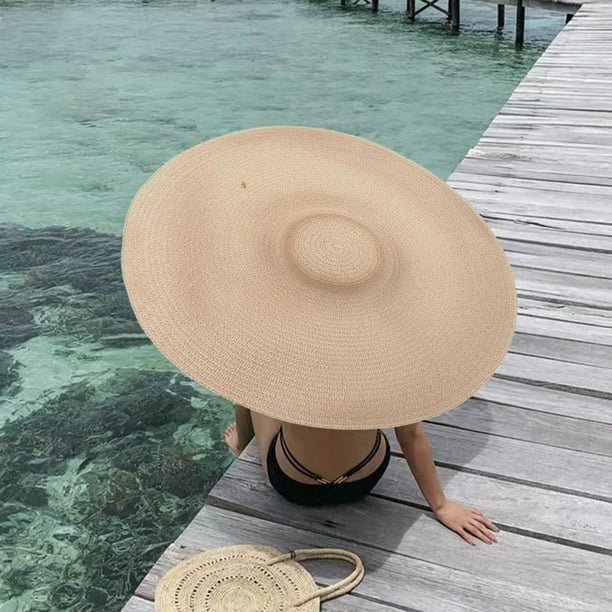 Sombreros de sol para hombre y mujer, sombrero de paja de gran tamaño,  sombrero de verano UV, gorro de playa, plegable, plegable, grande, ala  ancha