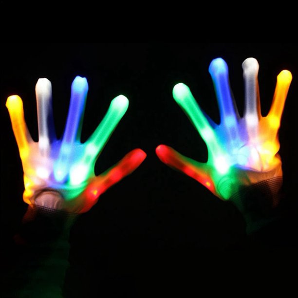 3 Pares De Guantes Led Coloridos Que Brillan En La Oscuridad