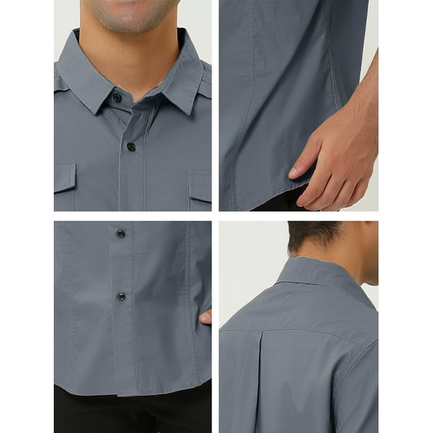  Camisa de manga larga Safari Cargo para hombre, camisa