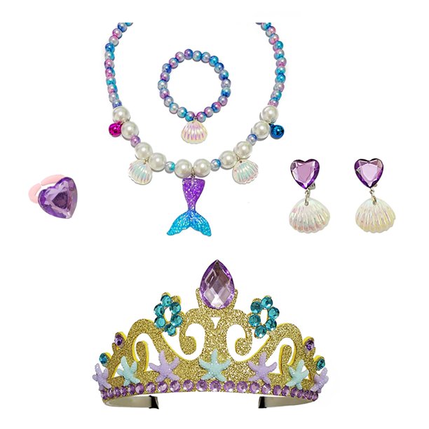 Fedio - Juego de colección de princesa para niñas, con zapatos de vestir,  tiara de princesa y accesorios de joyería