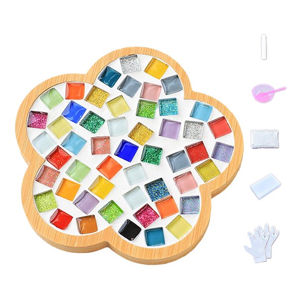 Kit de mosaico de vidrio para adultos, kit de posavasos de mosaico