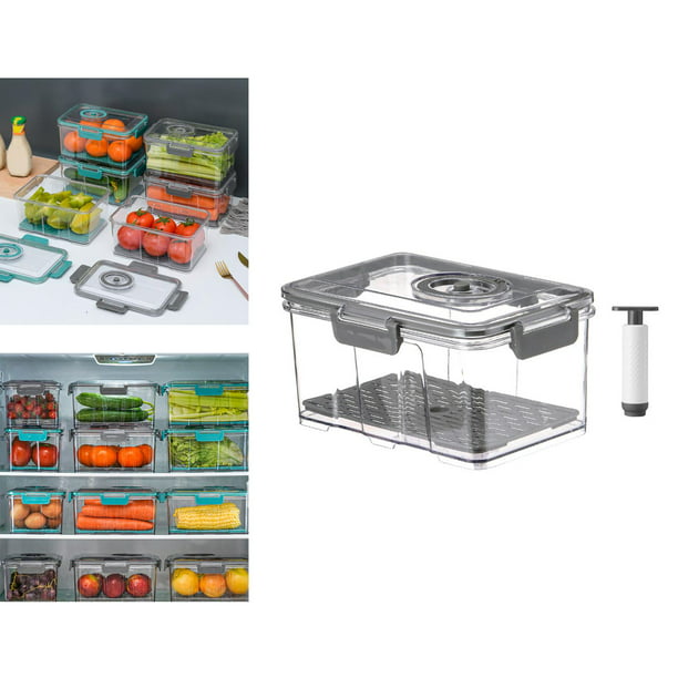  Contenedor de almacenamiento de alimentos, caja de  almacenamiento de cocina, sellado de conservación de alimentos, contenedor  fresco de plástico (azul-20.3 fl oz, S) : Hogar y Cocina