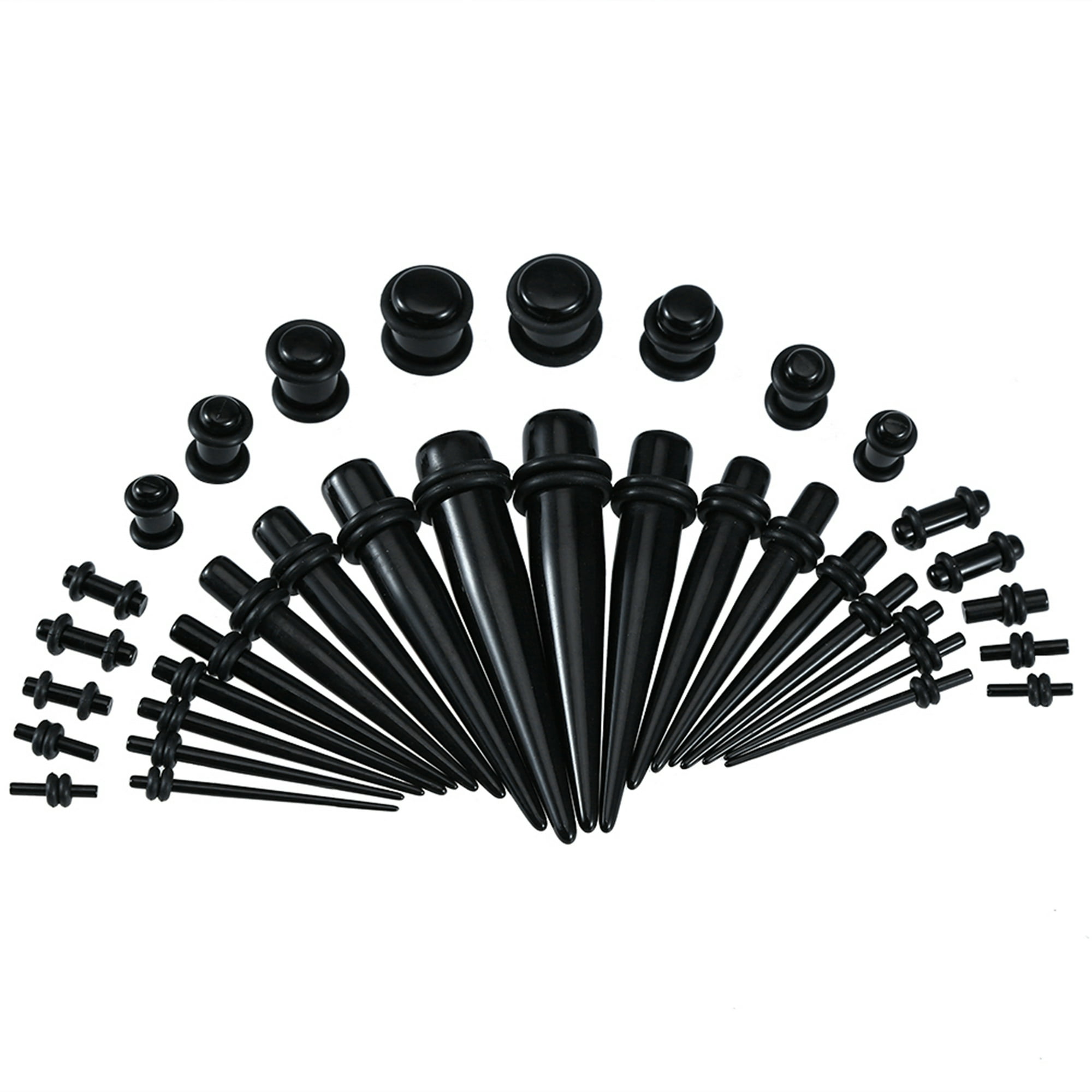 TRIXES Estiramiento Orejas (1.3mm-10mm) - 20 Piezas de Dilatadores de Oreja  de Acrílico - Negro - Conjunto/Kit de Espigas Puntiagudas Dilataciones  Orejas : : Moda