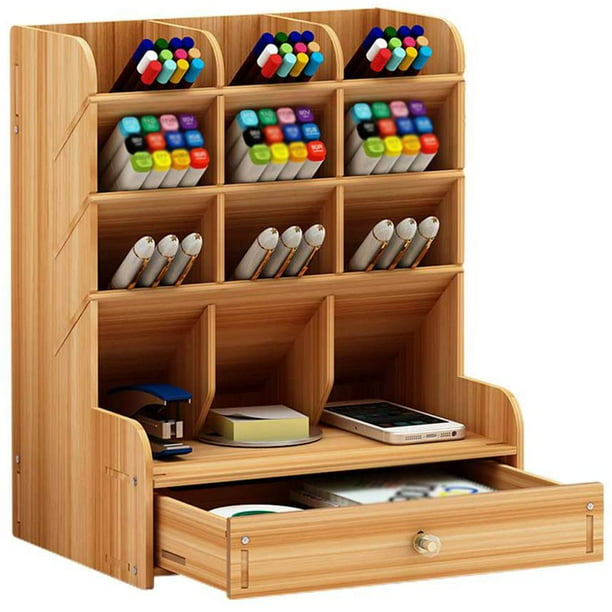 Organizador de escritorio de madera, cajón multiusos, papelería, caja de almacenamiento de escritori | Walmart en línea