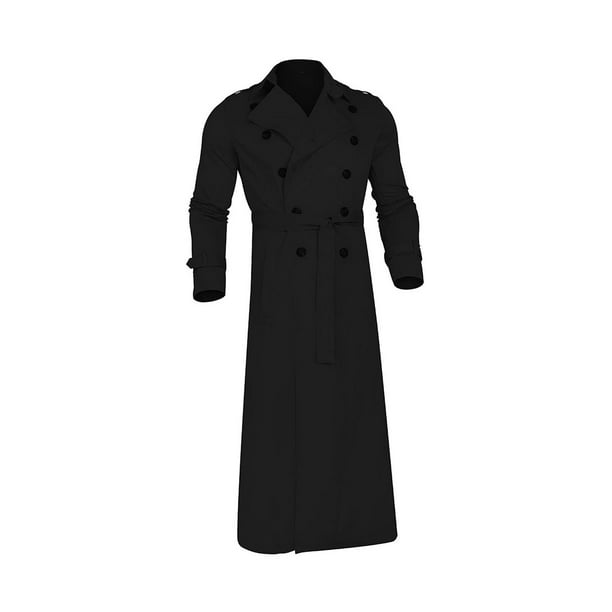  Gabardina larga negra para hombre, grande y alta, chaqueta de  solapa con muescas de forro polar, abrigo con botones, cárdigan formal de  moda, Gris : Ropa, Zapatos y Joyería
