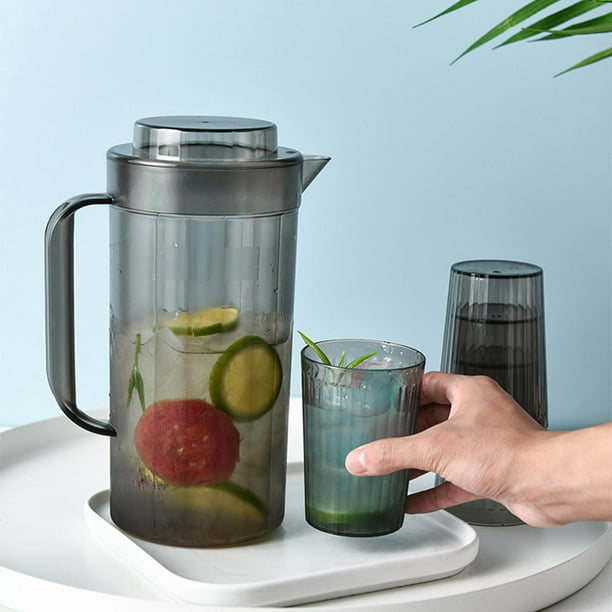 Jarra de agua de vidrio con boquilla, elegante jarra para servir agua,  jugo, sangría, limonada y cócteles, jarra de vidrio transparente para  bebidas.