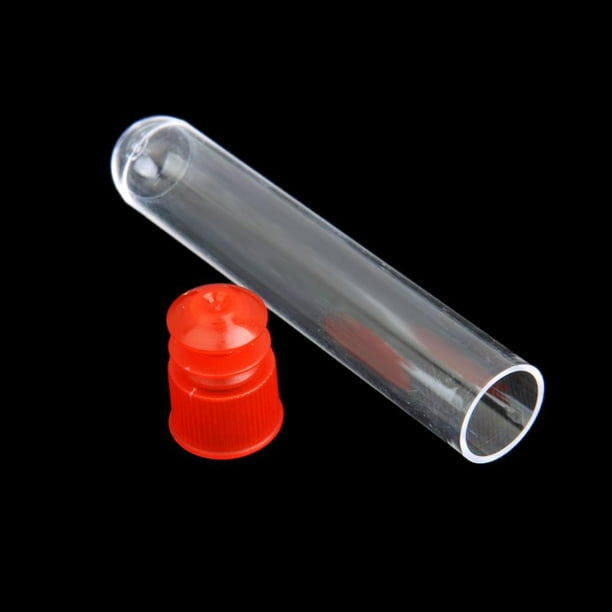 DEPEPE 60 tubos de ensayo de plástico con estante y tapas, tubos de ensayo  transparentes de 0.630 x 3.937 in con soporte para experimentos