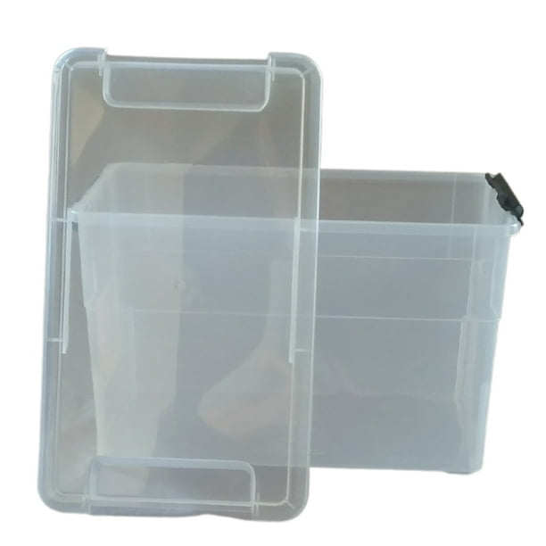 4 Cajas organizadoras plásticas transparentes con tapa 10 Litros Gris