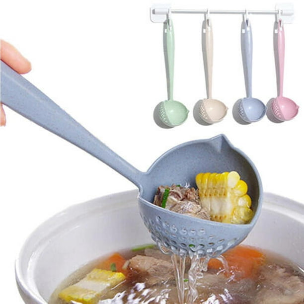 Tasty Cucharón de sopa de silicona con función de espumadera,  mango suave al tacto, cuchara de sopa 2 en 1 y colador de silicona para  cocinar, servir y escurrir sopa, Dimensiones