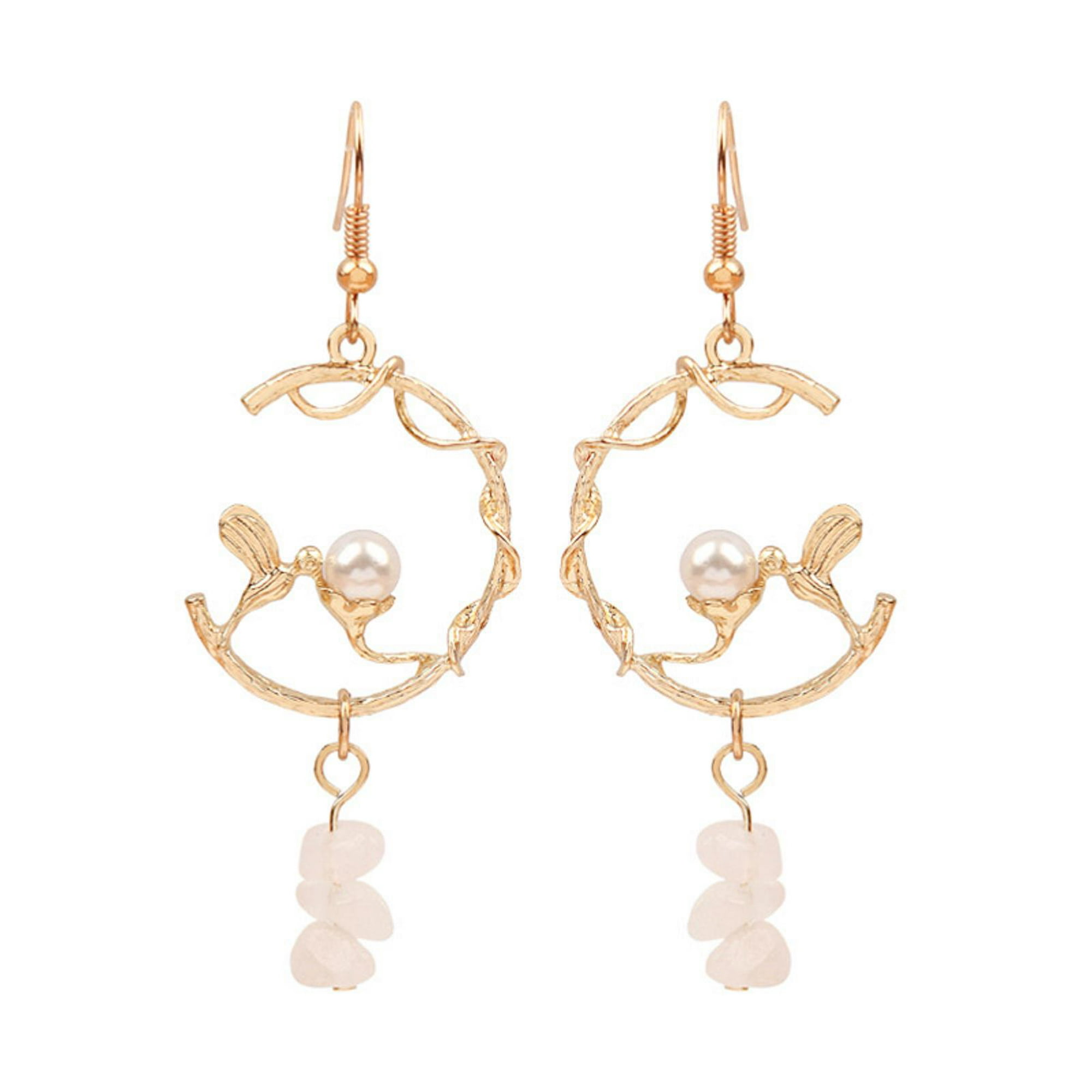 SAYOO Pendientes de clip para mujer, decoración de perlas de urraca de  pájaro, pendientes de clip de gancho para la oreja de estilo simple SAYOO  Moda