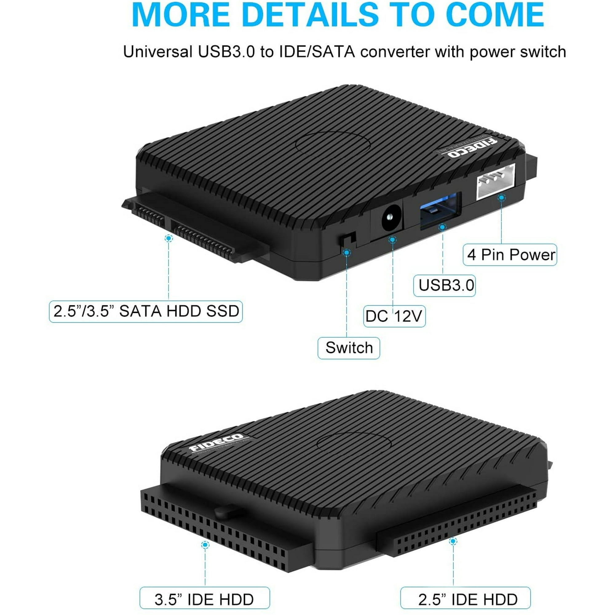 IDE ADAPTADOR CABLE, FIDECO USB 3.0 A SATA ADAPTADOR CONVERTIDOR