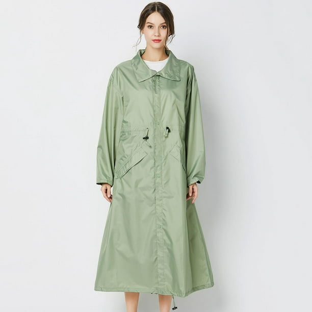 Chubasquero impermeable para mujer, chubasquero largo con capucha ligero,  chaquetas de lluvia transpirables para exteriores Verde L Yuyangstore  chubasqueros con capucha para mujer