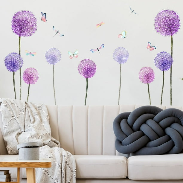 Pegatinas de pared de orquídeas púrpuras, decoración de dormitorio, pegatinas  decorativas de PVC extraíbles, pegatinas de pared de vinilo, 50x70cm, 1  unidad - AliExpress