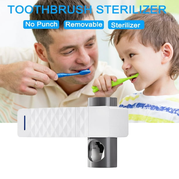 Soporte Esterilizador Para Cepillos Dentales+Dispensador Crema Dental