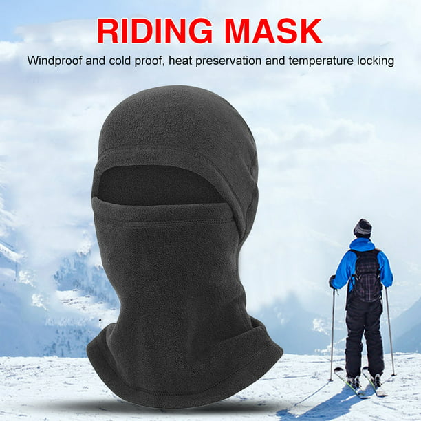1 pieza invierno ciclista cortavientos & vellón cálido Pasamontañas Forro  de casco Sombrero con Cobertura facial , negro