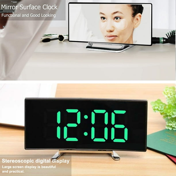 Reloj de espejo multifuncional Led Digital Mirror Clock de escritorio  Creatividad Maquillaje Espejo Despertador Temperatura del hogar Reloj  electrónico