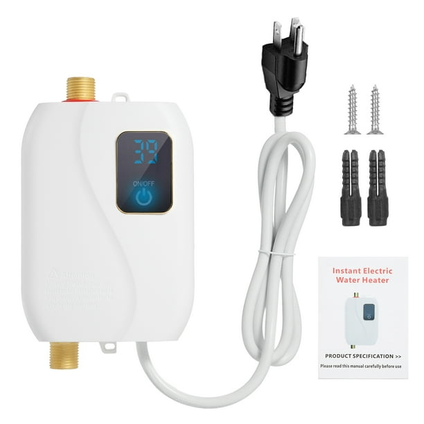 Calentador Agua Instantáneo 110V 3000W Mini Eléctrico sin Tanque con  Pantalla LCD Enchufe EE.UU.