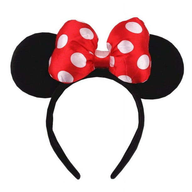 Diadema con orejas de Mickey y Minnie para niña y mujer, lazo