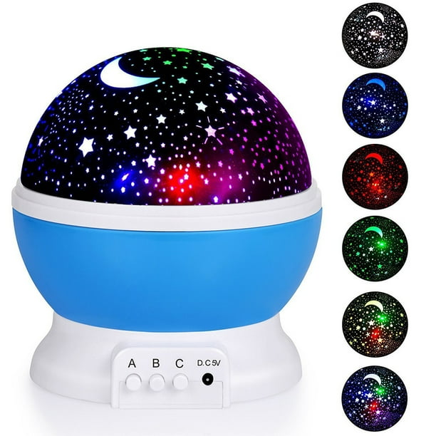 Proyector de luz nocturna de estrellas – Proyector de luz nocturna doble  para niños con cable USB, rotación de 360 grados, proyector de galaxia LED