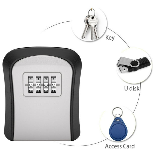 Muyoka Caja de seguridad para llaves Caja de seguridad para llaves con  código de 4 dígitos Caja de seguridad para llaves de seguridad montada en  la pared para exteriores Caja de seguridad