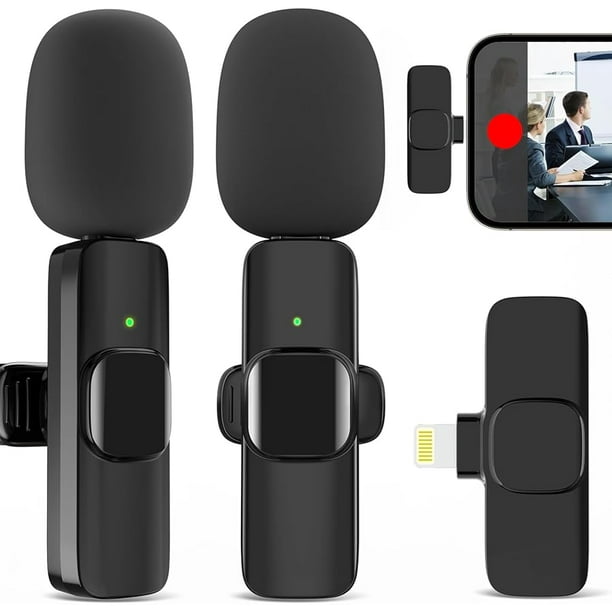 Micrófono Inalámbrico De Solapa Lavalier Con Clip Compatible Para iPhone y  iPad