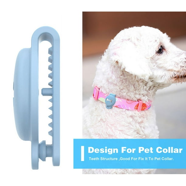 Funda con soporte Airtag para perro, Collar de cuero sólido y
