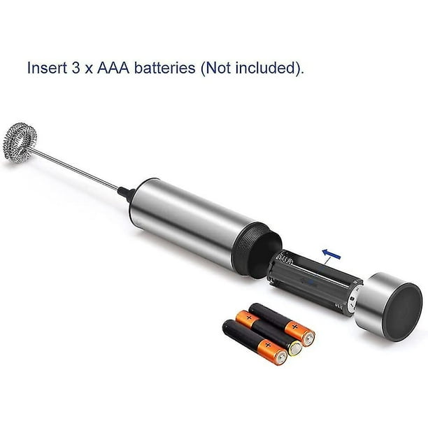 Espumador De Leche Eléctrico Con Batidor Doble, Espumador De Leche Manual  Plata. Afortunado Sencillez