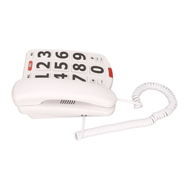  Teléfono fijo de botón grande para ancianos con altavoz, teléfono  fijo clásico de volumen ajustable para el hogar para personas mayores,  color blanco : Productos de Oficina