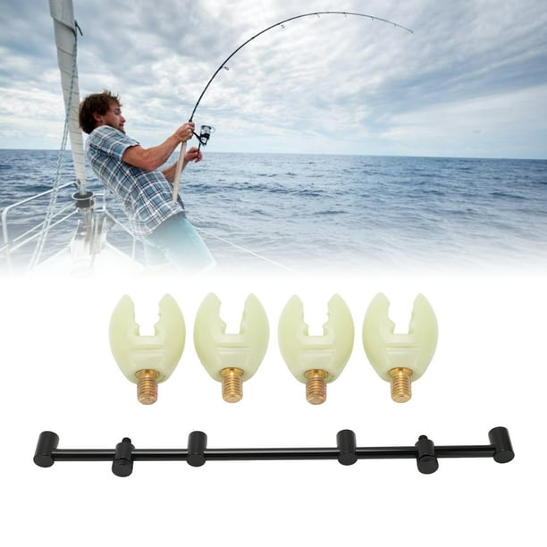 Barra de zumbido de soporte para caña de pescar de carpa con cabeza  luminosa accesorio de barras de zumbido de pesca de aleación de aluminio  (soporte de 45 cm, 4 cabezas)