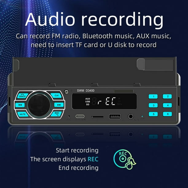 Radio con Bluetooth para coche, reproductor de Audio MP3, 1 Din