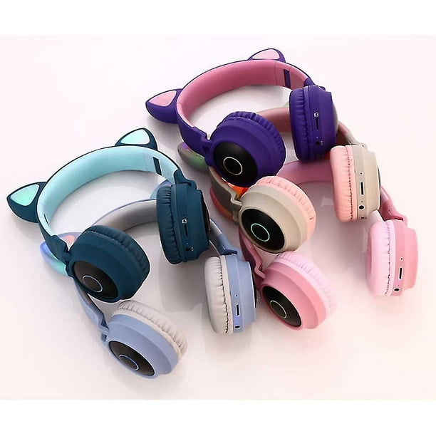 Auriculares inalámbricos Bluetooth para niños, auriculares inalámbricos/con  cable Bluetooth con oreja de gato, auriculares inalámbricos con luz LED para  niños sobre la oreja con mi YONGSHENG 8390605722127