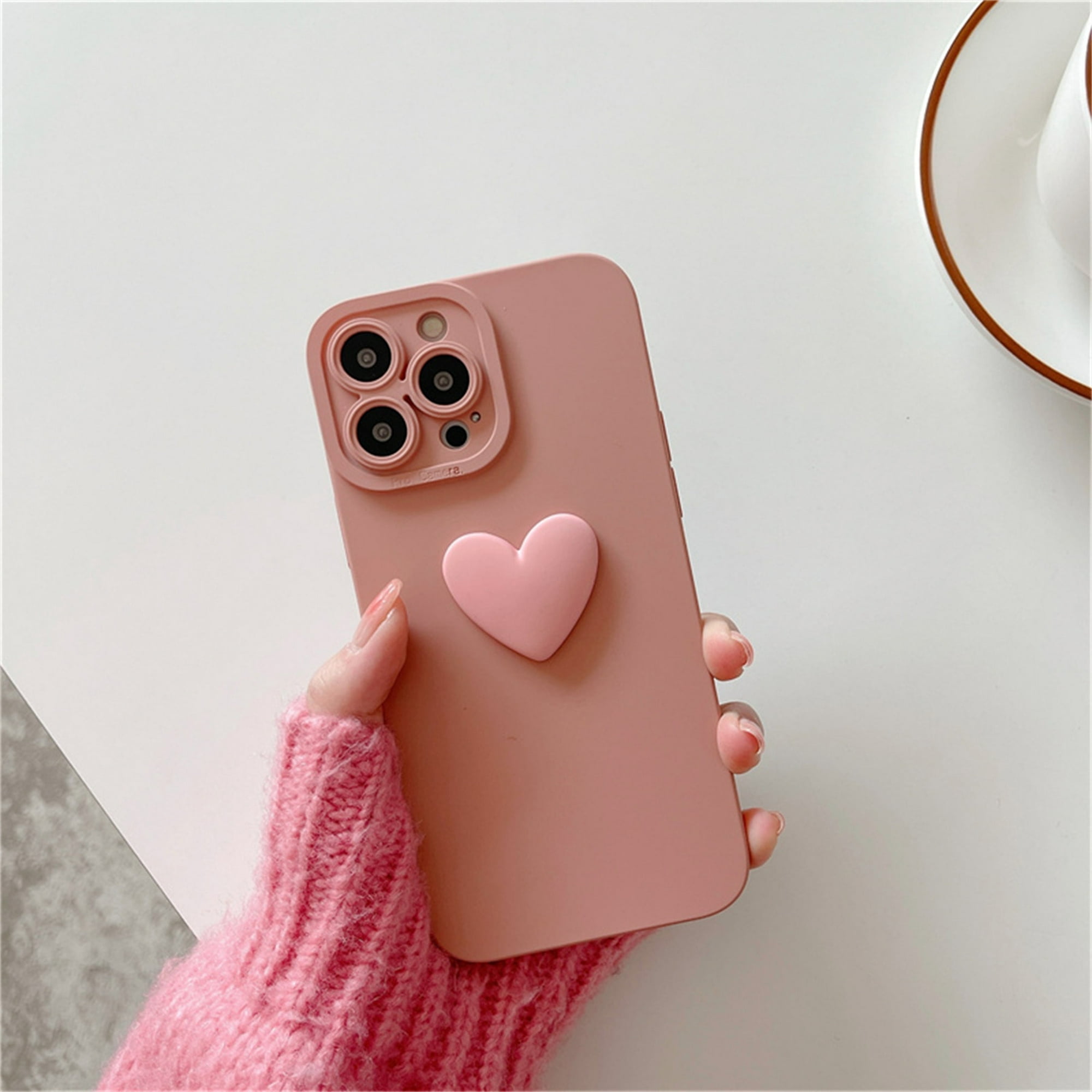 Compatible con iPhone 13 Pro Max Funda con protección de cámara, funda de  lujo con diseño de corazón de amor para mujeres, hombres y niñas