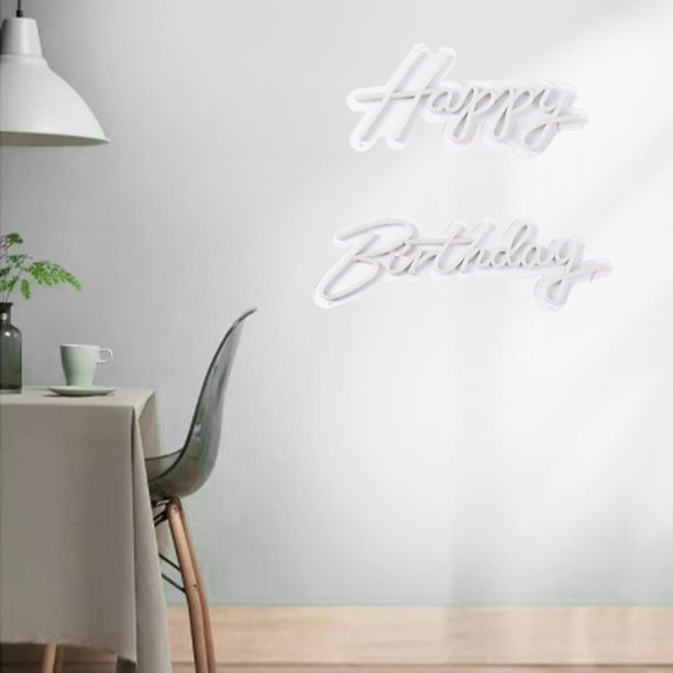 Letrero Luminoso Led Lampara Foco Neon Happy Birthday Modelo 2 Blanco Frío  Decoracion Luces Fiesta