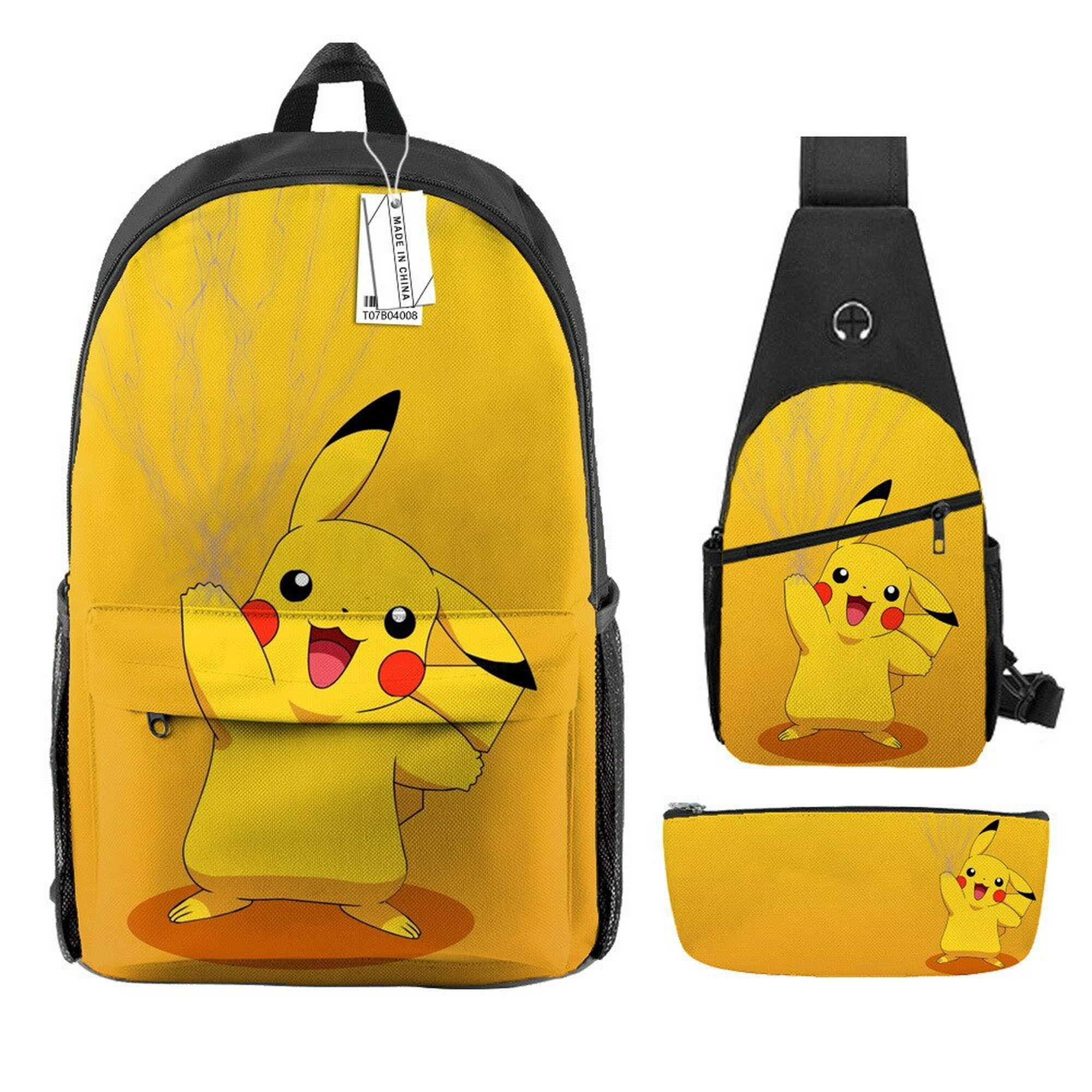 Pokémon Pikachu 3PCS Mochila Escolar Estuche para Lápices #003 GENERICO