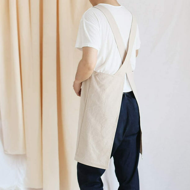 Delantal japonés con bolsillo en lino lavado Kyoto Granit Haomy