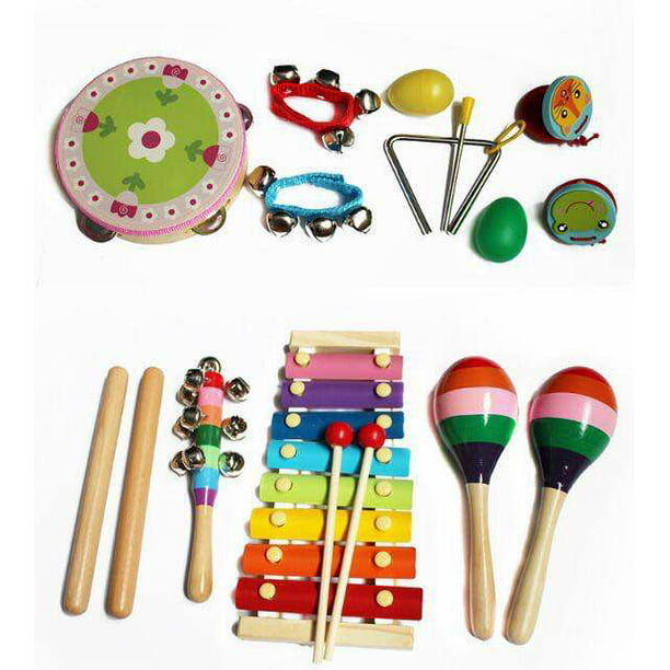 Instrumentos musicales para niños, 14 piezas de instrumentos musicales de  percusión de madera para oso de fresa Hogar