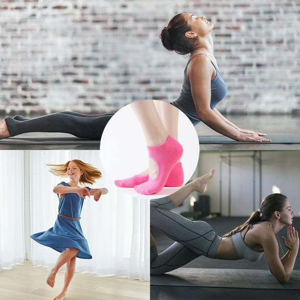 Calcetines de yoga, 2 pares de calcetines antideslizantes para mujer,  calcetines de pilates con agarres para yoga, pilates, baile, calcetines de  barra