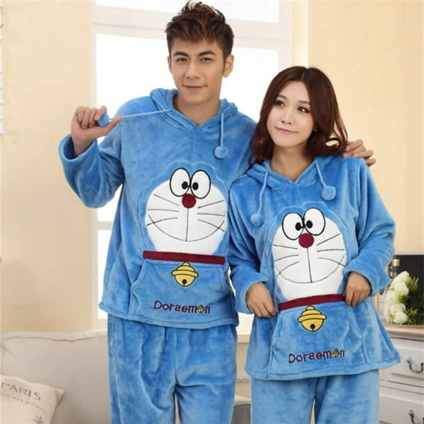 Adulto mujer hombre invierno franela polar dibujos animados Doraemon  Onesies pijamas disfraces encantador gato Cosplay pijamas ropa de dormir  Navidad