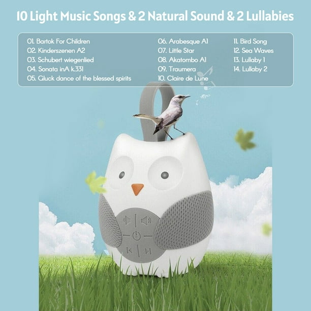 Máquina de ruido blanco de búho portátil, chupete para bebé con 10  canciones de música ligera MABOTO Ayuda para dormir Sin pilas