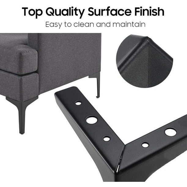 Patas para muebles Patas de sofá de 13 cm, juego de 4 patas para muebles  Patas de gabinete de metal triangulares Patas de repuesto negras para  muebles para sofá Muebles Silla M