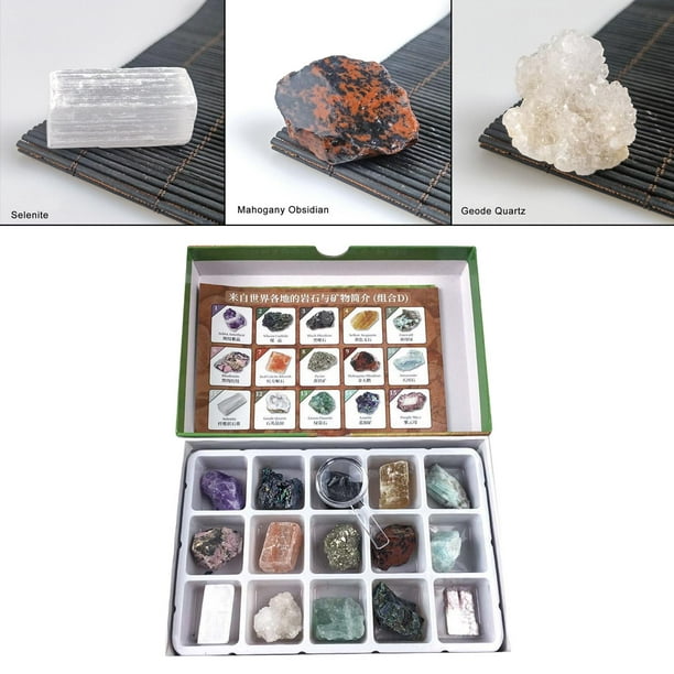 30 unidades de colección de minerales de roca, de minería para , educación  de ciencia de geografia, Juguetes DIY para y niñas - D D CUTICAT geología
