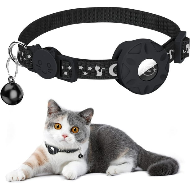 Collar Airtag negro para gatos, collar para gatos reflectante con cierre de  seguridad, con soporte A JM MX-0135594FYD
