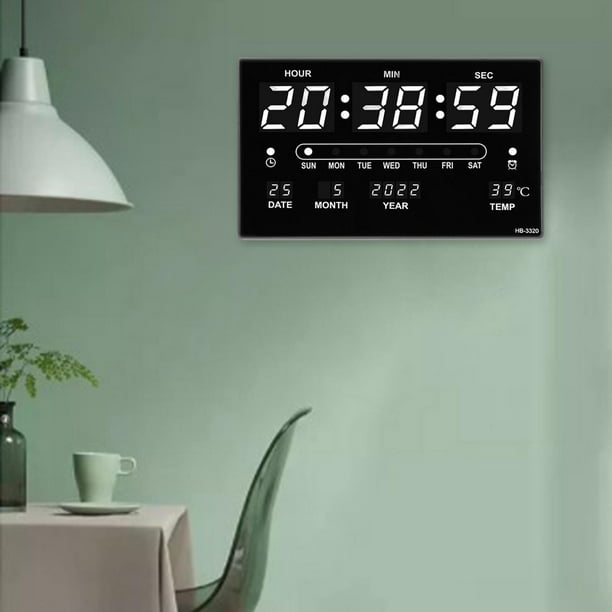 Reloj digital de 10 pulgadas Reloj calendario Pantalla grande Reloj  despertador Reloj de pared (negro)