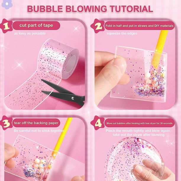 Kit de burbujas de nano cinta para niños con tutorial de video paso a paso,  cinta adhesiva de gel de doble cara nano de doble cara, cinta nano mágica