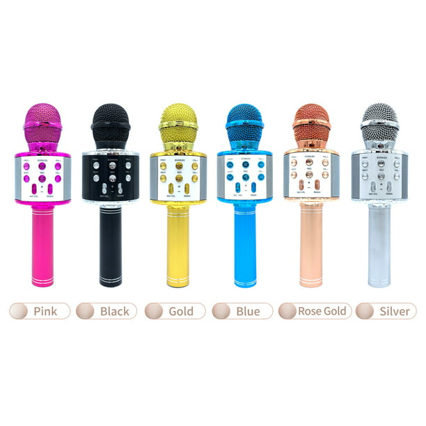 Micrófono para niños, micrófono de canto de karaoke, micrófono inalámbrico  Bluetooth 5 en 1 con luces LED, máquina de karaoke, micrófono portátil